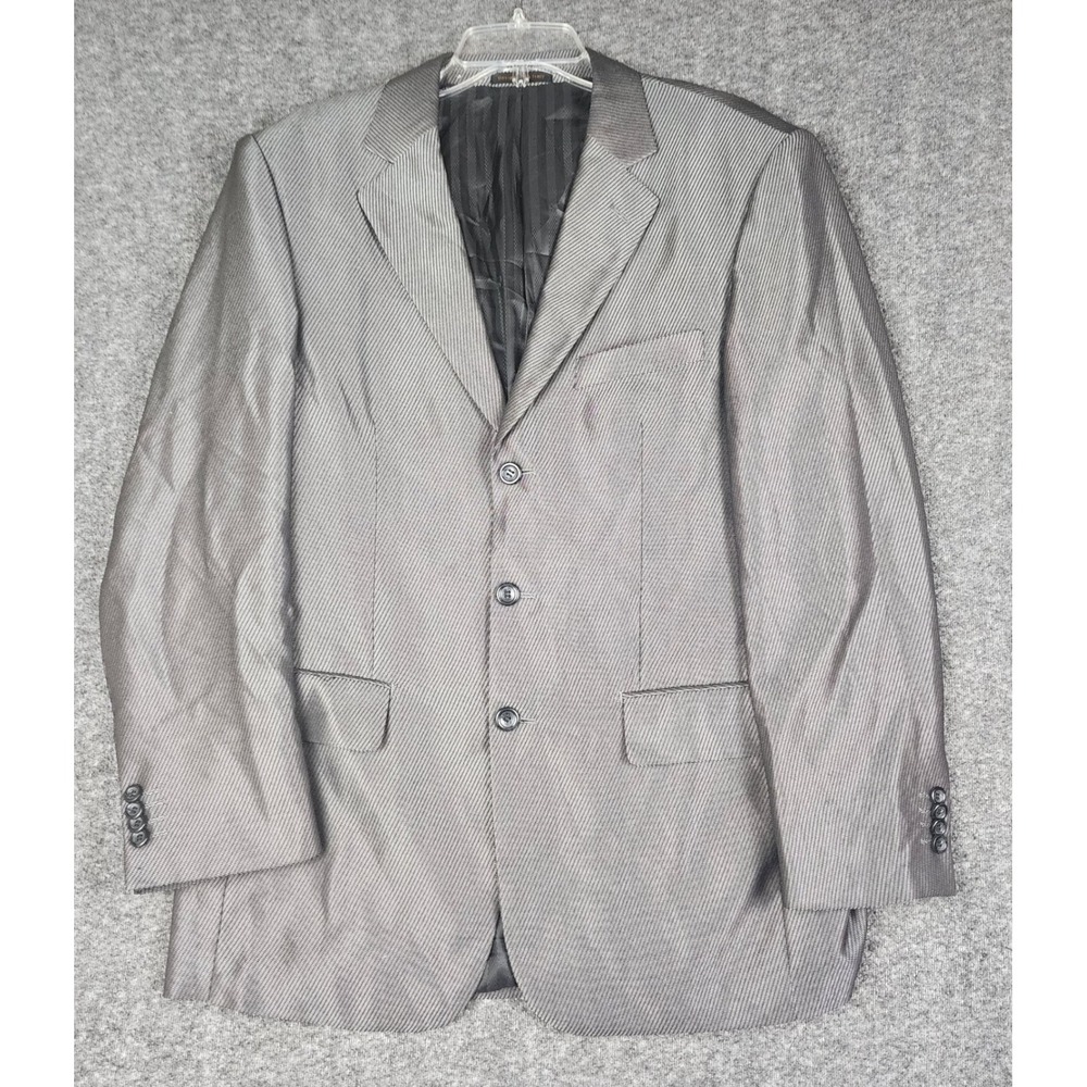 Vinci Blazer Men 40R Grey Black Micro Stripe 3 Button Italian‎ Design Jacket